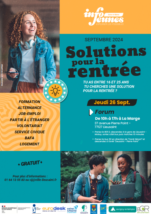 Affiche pour le forum solutions pour la rentrée du 26 septembre 2024