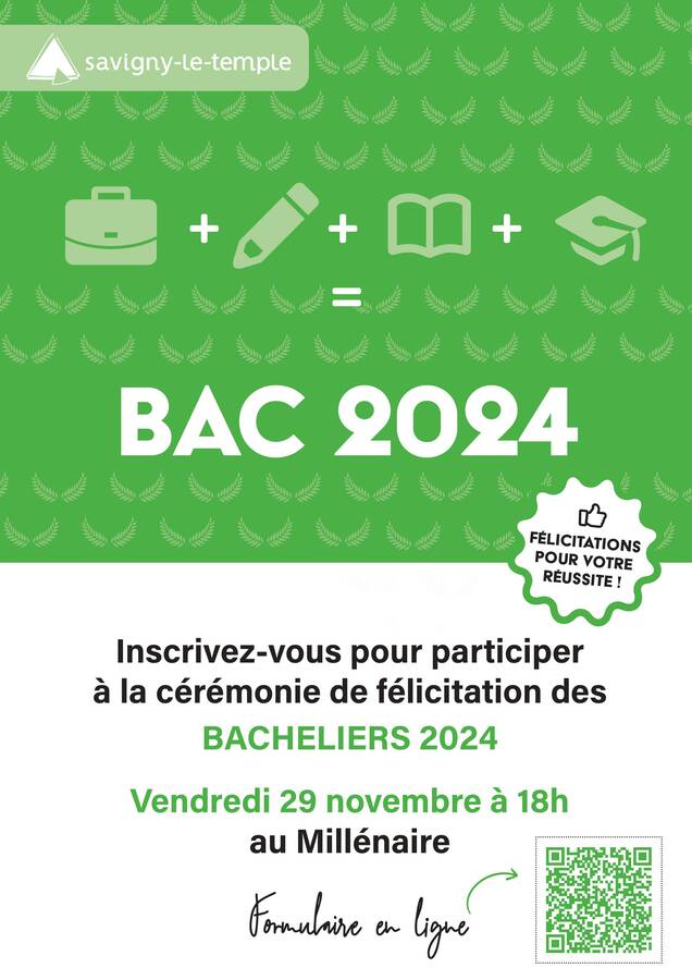 Affiche pour s'inscrire à la cérémonie des bacheliers du 29 novembre 2024